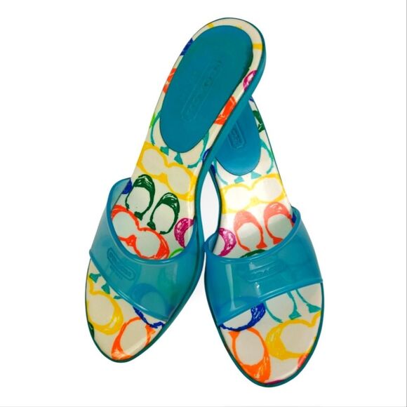 Coach Nichelle Blue Jelly Sandals Poppy Design Size 9M - Picture 1 of 8